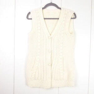 Handmade Sweater Vest Womens SZ XS/S Cable Knit Fisherman Cozy Cottagecore